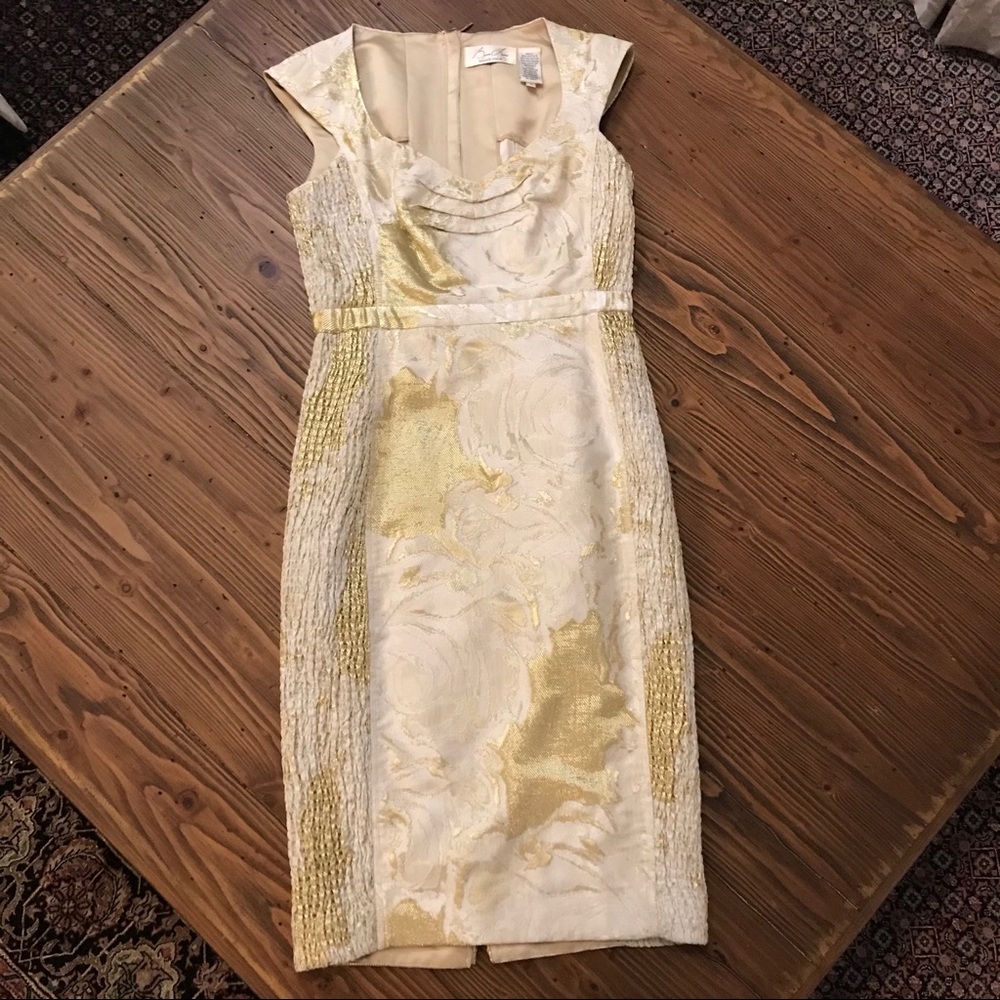 Byron Lars Metallic Gold Cap Sleeve Dress
